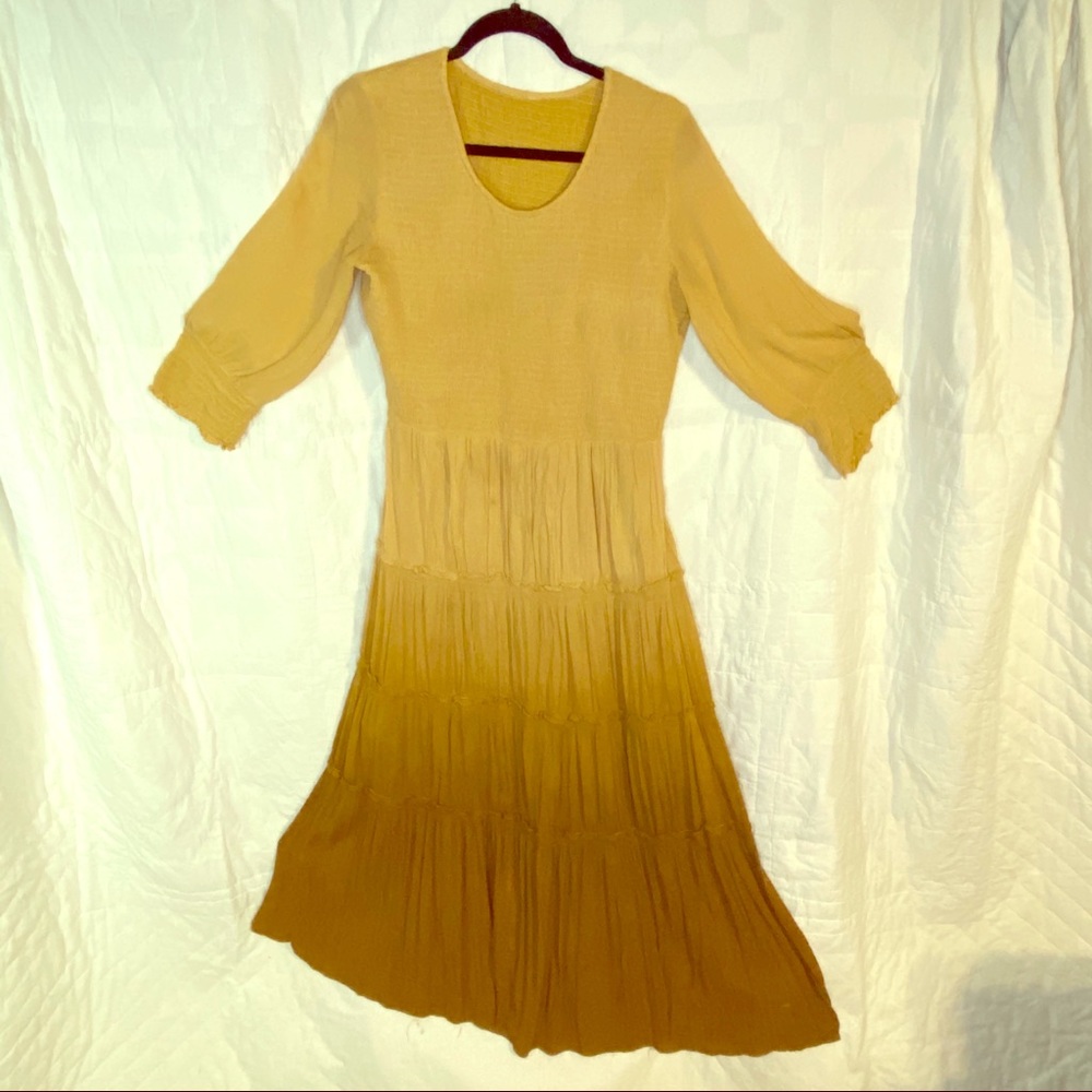 Mustard color Bohemian style dress Size M